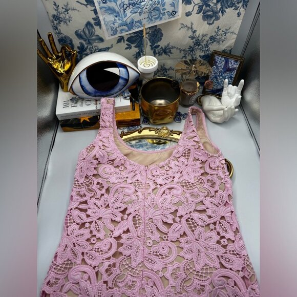 🆕 SELF PORTRAIT 🧿 NWOT Floral Lace Mini Shift Dress, Sz US 2 / UK 6 - Picture 14 of 16